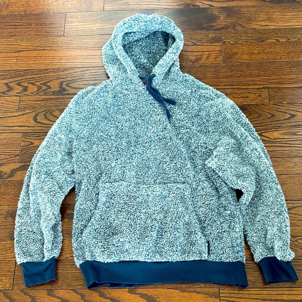 GreenTea Gray and Navy Sherpa Hoodie